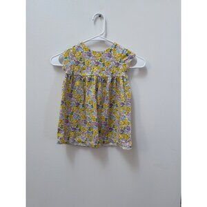 Mini Boden Toddler Girls Floral Print Cotton Dress With Cap Sleeves & Button Bac